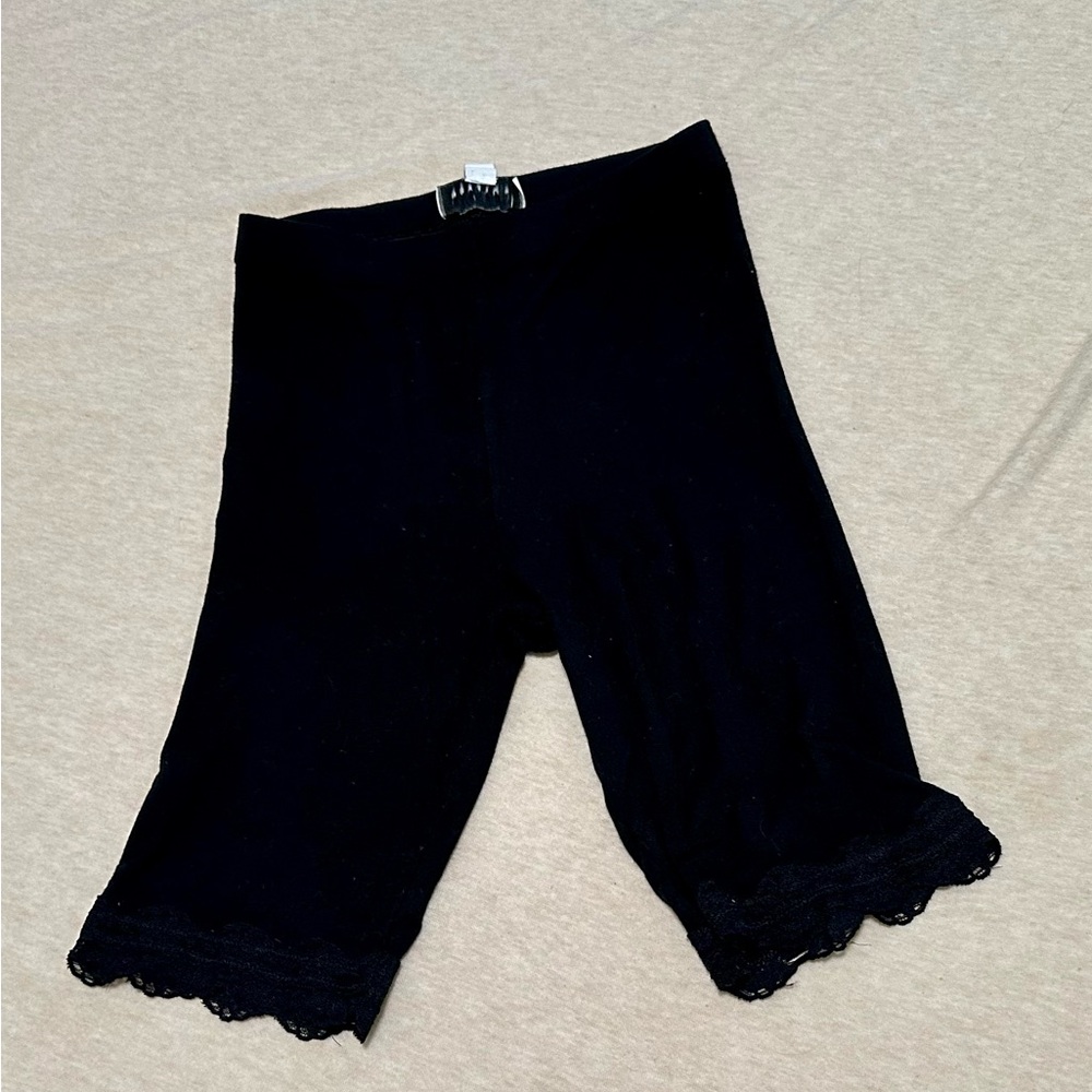 Toohop biker shorts with lace trim on the bottom